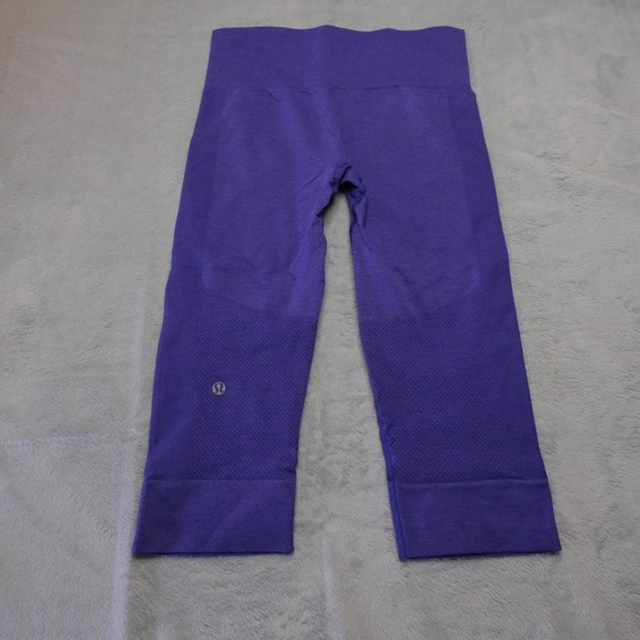 Lululemon Womens In The Flow Crop Leggings Sz 6 Purple High Waisted - Picture 4 of 11
